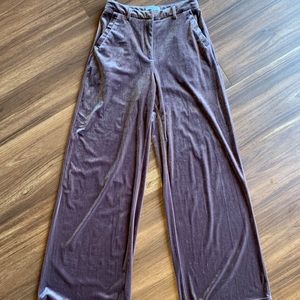 Lavender Velvet Wide Leg Pants